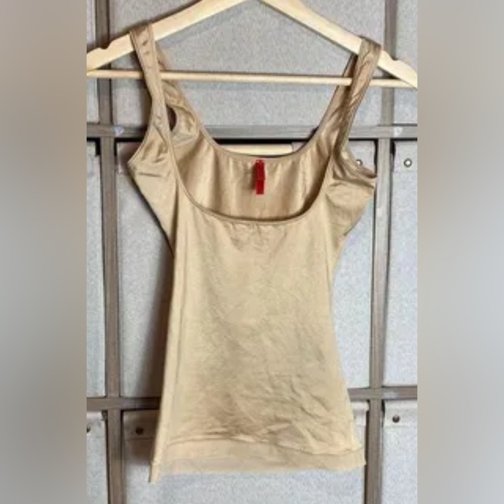 Spanx Cami Tank Top Open Bust Slimming Control Stretch Slimplicity NUDE
